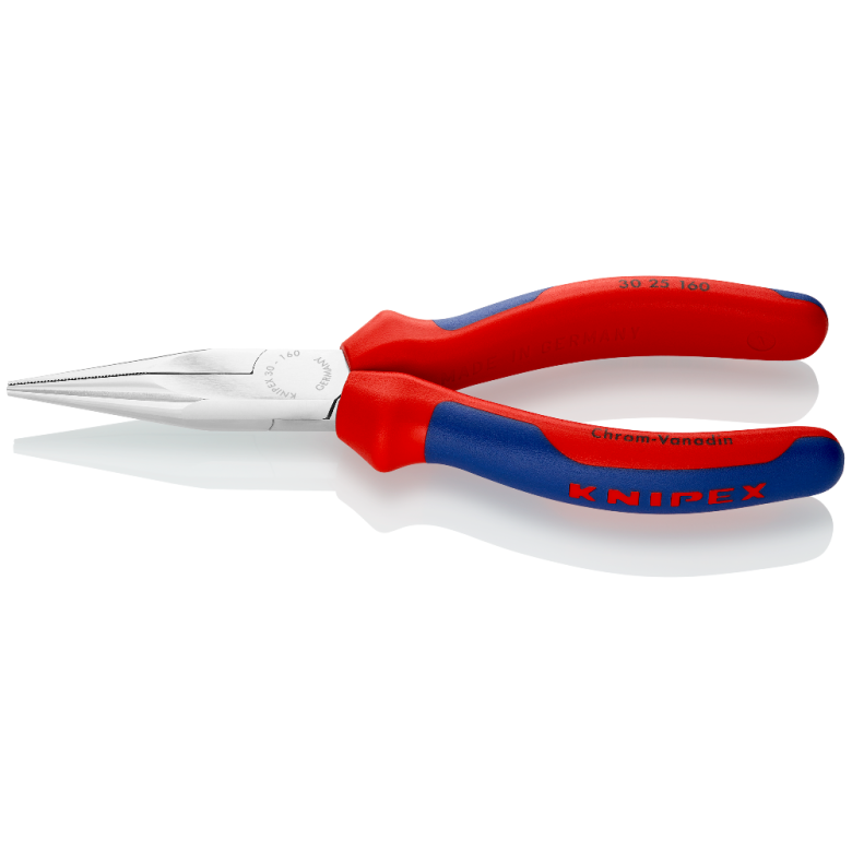 Длинногубцы, плоскокруглые рифлённые губки 50 мм, L-160 мм, хром., 2-комп. рукоятки (KNIPEX)