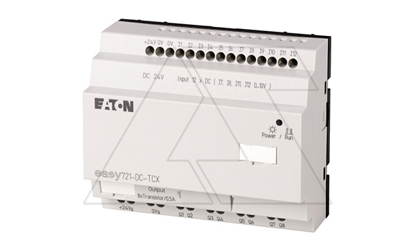 Программируемый логический контроллер EASY721-DC-TCX, 24VDC, 12(4 аналог.)вх., 8 транз.вых., таймер