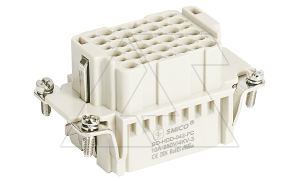 Корпус вставки контактной, размер H10B, тип гнездо, 42P+PE, 10A, 250V, обжимной контакт