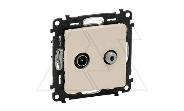 Valena Life - Розетка TV-SAT проходная 1,5dB/14dB, 5-862MHz/950-2400MHz, слоновая кость (инд.упак)