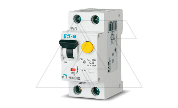 Дифф. авт. выключатель PFL6-40/1N/C/003, 1P+N, 40A, хар-ка C, 6kA, 30mA, тип АС, 2M