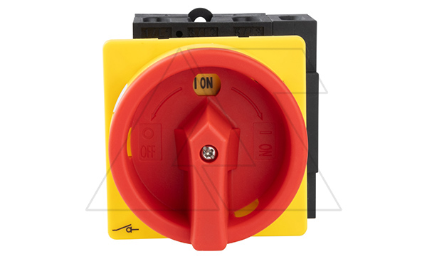 Выключатель нагрузки UKP3-463Z, 3Р+N, 63А/AC21, 22kW/AC23A, 440VAC, красная блок. рукоятка, монтаж на din-рейку/панель, IP20(контакты)/IP65(фронт)