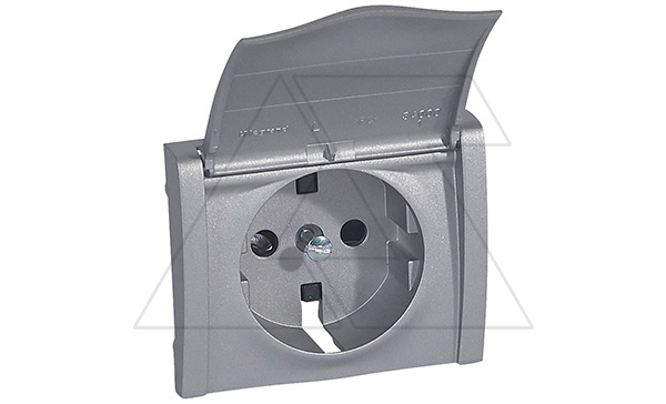 Galea Life - Обрамление для розетки 2Р+Е нем.стд. со шторками с крышкой, Aluminium