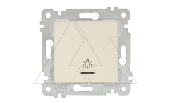 Rita - Выключатель кнопочный с подсветкой, символ - лампа, пруж. зажимы, сл.кость