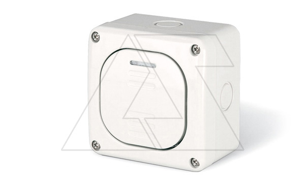 Выключатель накладной одноклавишный, 1P 10A/250V, с подсветкой, M95(95x95mm), IP66, серия PROTECTA