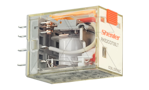Реле RKE2CO730LT, 2CO, 7A(250VAC/30VDC), 230VAC, мех. индикация, тест-кнопка с блокировкой, LED