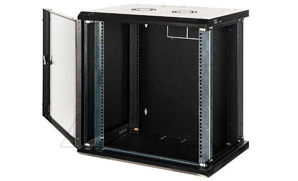 Щит телекоммуникационный 19", 9U, ВxШxГ 500x600x600 мм, PROlineB, навесной, дверь стекло с перфор. по бокам, черный