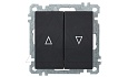 21 - Выключатель для управления рольставнями, пруж. зажимы, черный мат от интернет-магазина amperkin.by
