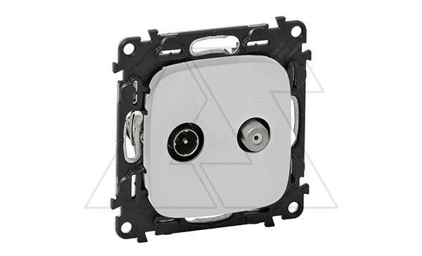 Valena Allure - Розетка TV-SAT двухкабельная 5-862MHz/950-2400MHz, алюминий (инд. упаковка)