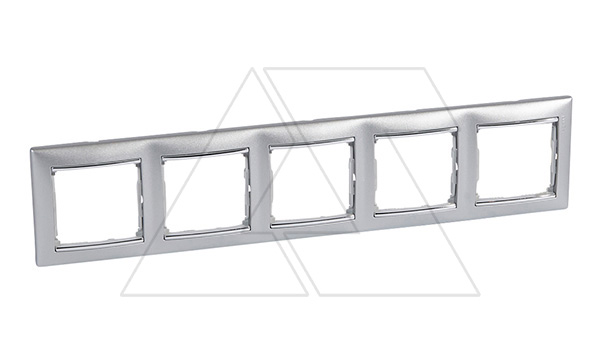 Valena - Рамка 5 постов верт/гориз, алюминий/серебро