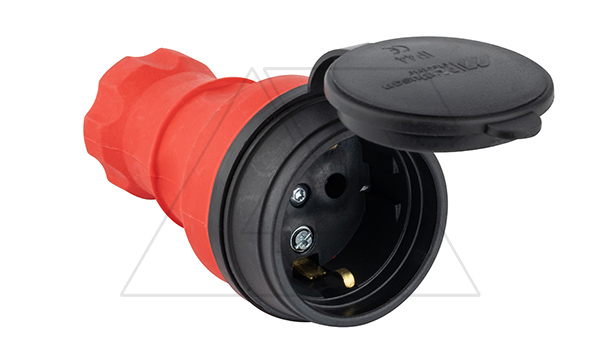 Tena - Розетка 2P+E с крышкой IP44, переносная, красный