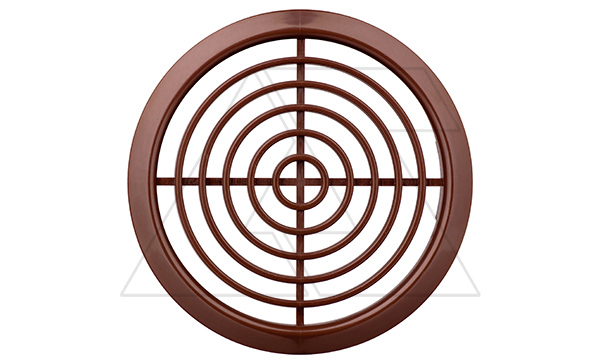 Решетка вентиляционная мебельная круглая для отверстия Ø70мм, внешний Ø81мм пластик, коричневый