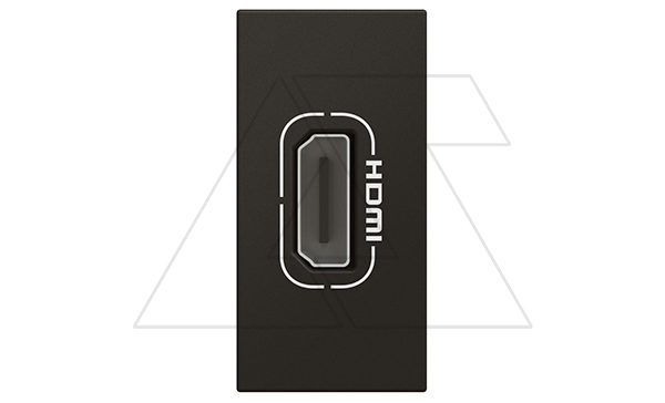 Mosaic - Розетка HDMI 1.4, тип А, 1М, шнур 15см. с соединителем, матовый черный