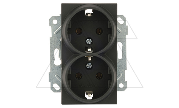 Rita - Розетка двойная 2x2P+E, черный мат