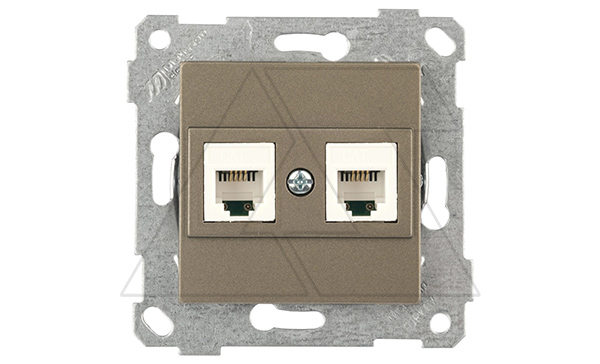 Rita - Розетка 2хRJ-45 кат. 6 UTP, антрацит