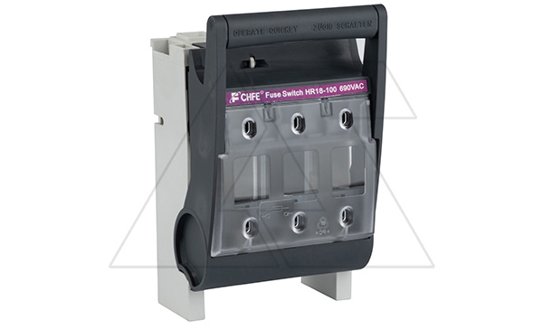 Держатель-разъединитель вставок плавких HR18-100-3, горизонтальный, 3P, 100A, 690VAC, накладной монтаж, для NH000/NH00C