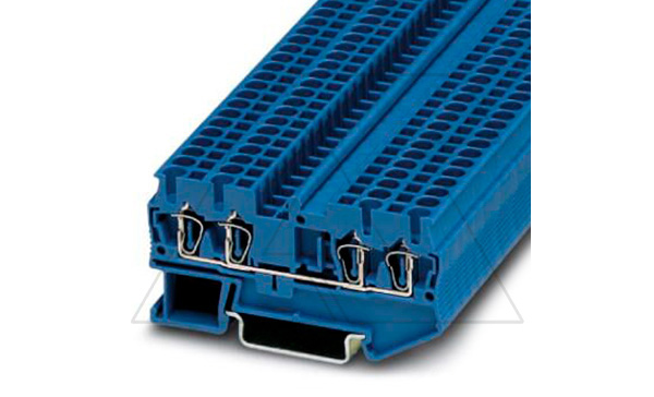Клемма проходная ST 2,5-QUATTRO BU /5,2mm, пружинная, 4 присоед., 2,5(max 4)mm2, 24A, 800V, синяя