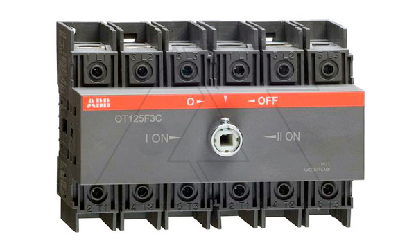 Выкл. нагрузки реверсивный OT125F3C, 125A 3P 8M схема I-0-II без рукоятки