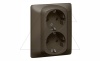 Galea Life - Розетка 2х2P+E нем.стд. со шторками в сборе, Dark Bronze