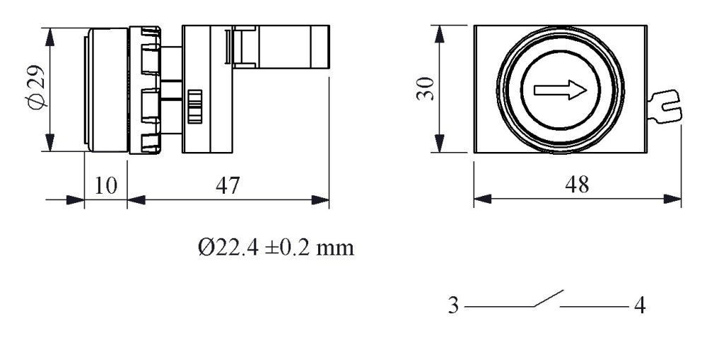 CP-DOD-B-(CA-C1)-IP65  Кнопка черная пластиковая 1НО, вертикальная стрелка от интернет-магазина amperkin.by