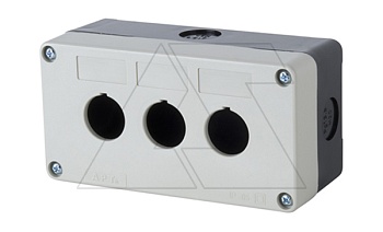 Корпус для поста кнопочного, пластик, серый/черный, 3 места, 138.5×72.5×58.5mm, IP65