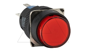 Кнопка плоская LA115-C, фиксация, красная, круглая, без подсветки, 1CO, 16mm, IP40