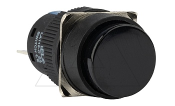 Кнопка плоская LA115-C, возврат, черная, круглая, без подсветки, 1CO, 16mm, IP40