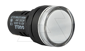 Индикатор светодиодный моноблочный AD116-22DS, белый, LED 24VAC/DC, IP65, 22mm