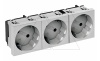 Розетка STD-D3 AL3, 3х2P+E нем.ст., со смещением контактов 33°, пруж. зажимы, защ. шторки (алюминий)