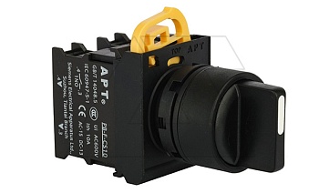 Переключатель PB3E, черный, I-0<-II, возврат, 2NO, 6A 230VAC/24VDC, без подсветки, 22mm, IP65