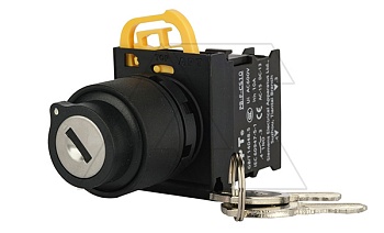 Переключатель PB3E, с ключом, 0-I, фиксация, ключ выним. в 0, 1NO, 6A 230VAC/24VDC, 22mm, IP65