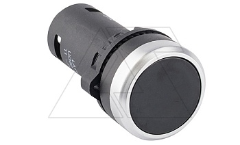 Кнопка плоская моноблочная, без фиксации, черная, 1NO+1NC, IP64