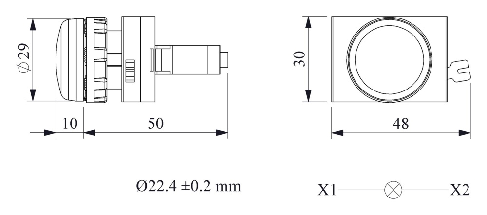 CP-X-LED30R-IP65 Сигнальная арматура  красная пластиковая 12-30В AC/DC от интернет-магазина amperkin.by